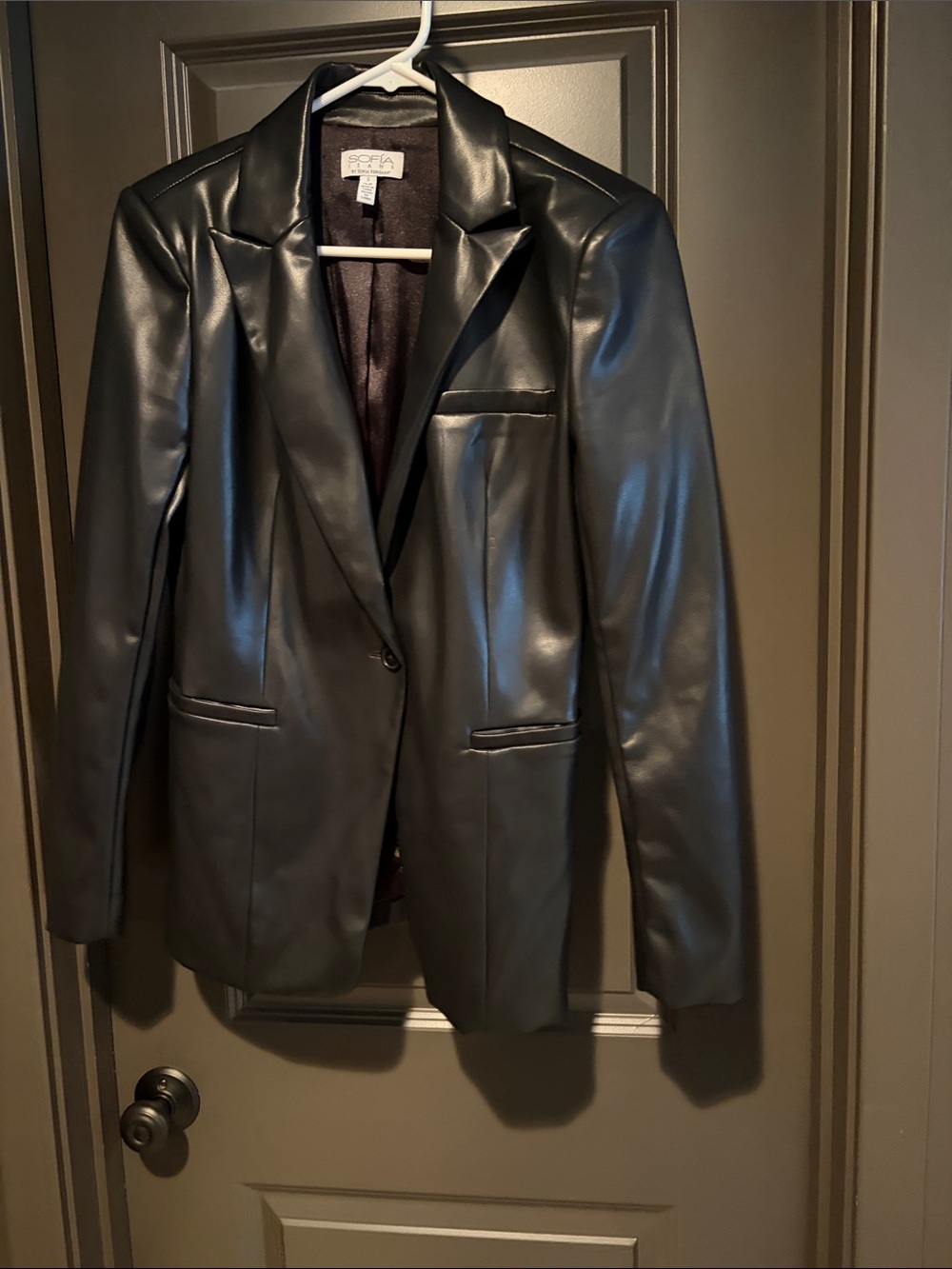 sofia by sofia vergara Black Faux Leather Blazer